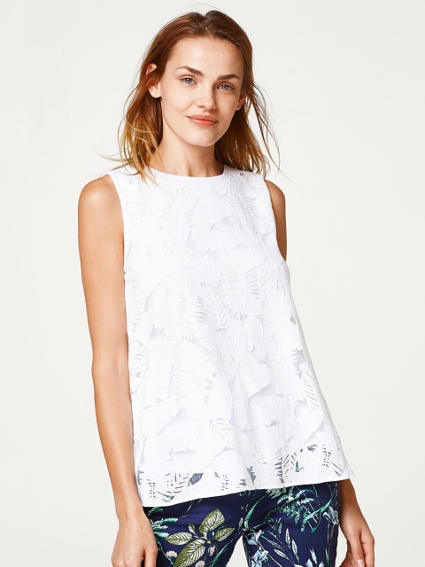 

ESPRIT Women White Self-Design A-Line Top