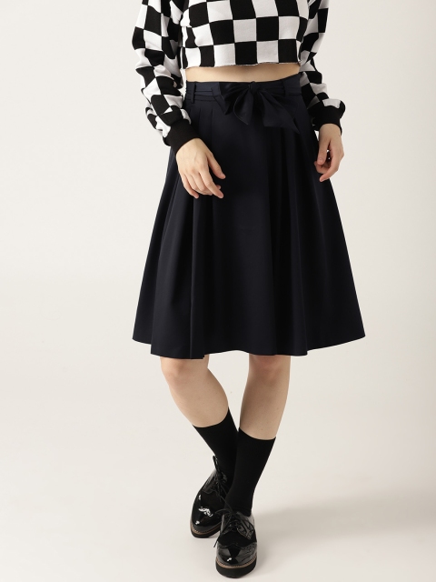 

ESPRIT Women Navy Solid Flared Skirt, Navy blue