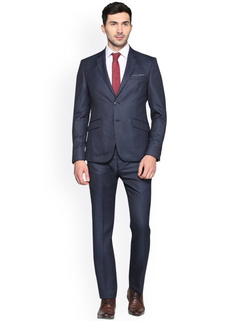 

V Dot Men Blue Single Breasted Slim Fit Suit