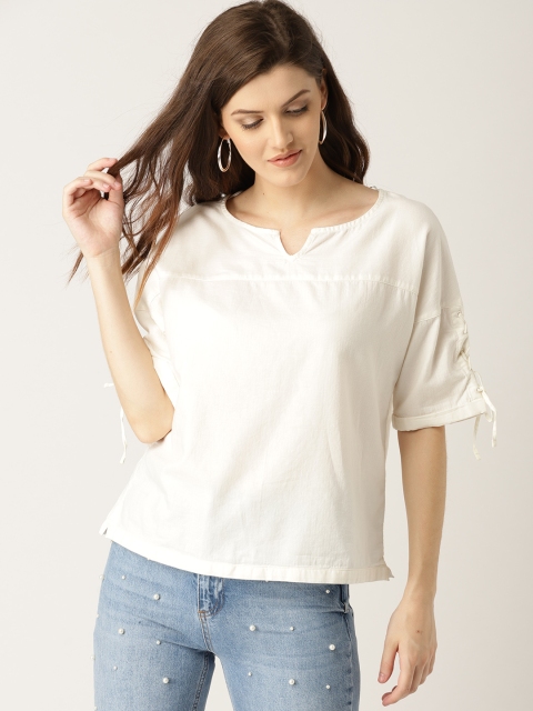 

ESPRIT Women White Solid Boxy Top