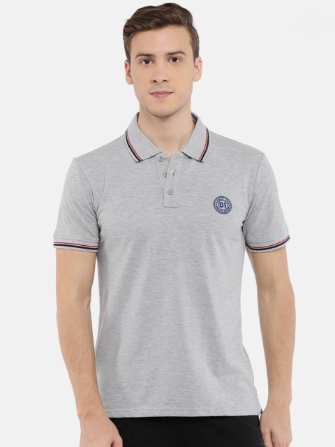 

Hanes Men Grey Solid Polo Collar T-shirt