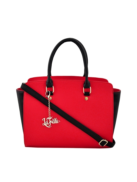 

LaFille Red & Black Colourblocked Handheld Bag