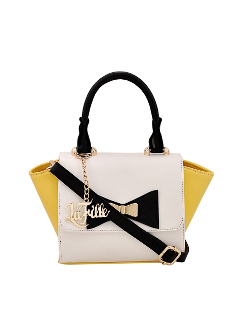 

LaFille Yellow & White Colourblocked Handheld Bag