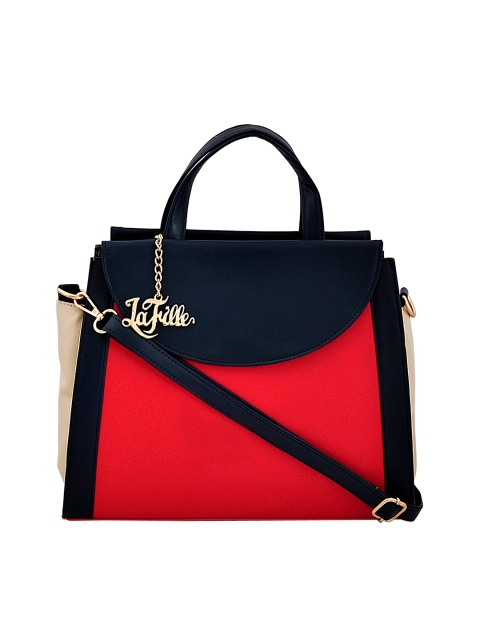 

LaFille Red & Navy Blue Colourblocked Handheld Bag