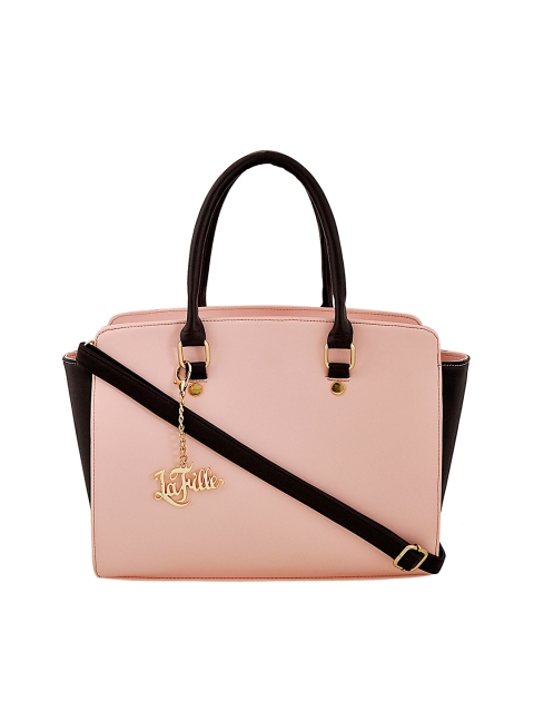 

LaFille Pink & Black Colourblocked Handheld Bag