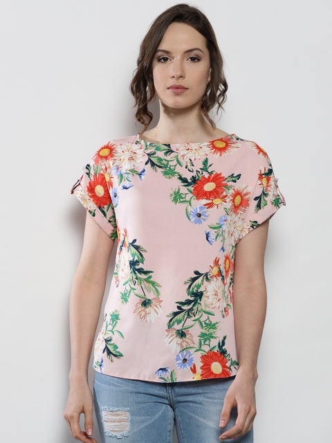 

DOROTHY PERKINS Women Peach-Coloured Printed Top