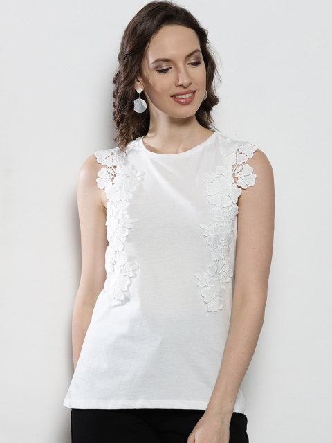 

DOROTHY PERKINS Women White Solid Top with Appliques