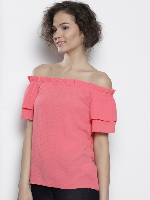 

DOROTHY PERKINS Women Pink Solid Bardot Top