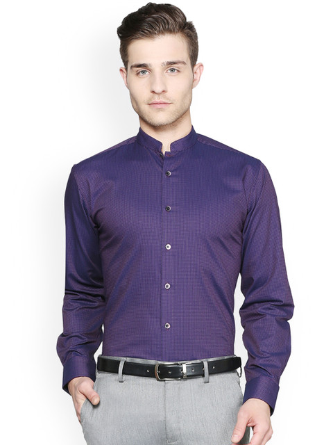 

V Dot Men Blue Slim Fit Solid Casual Shirt