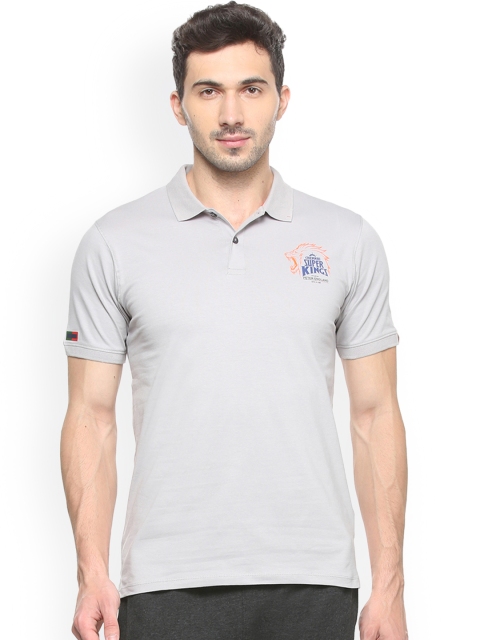 

Peter England Men Grey Solid Polo Collar T-shirt