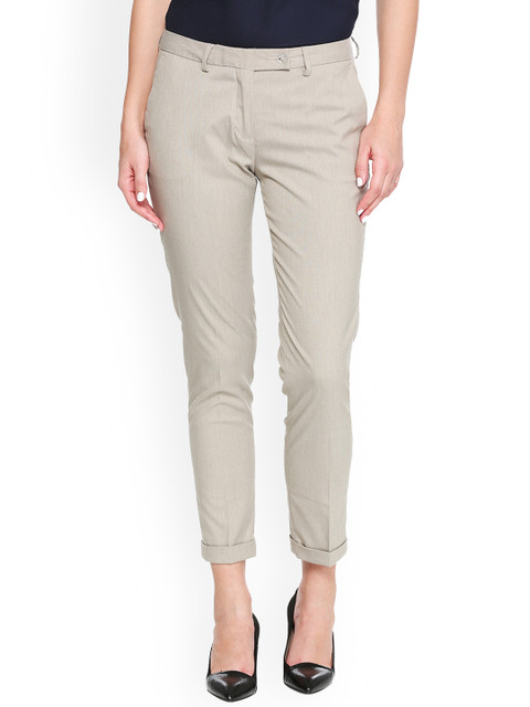 

Van Heusen Woman Women Beige Regular Fit Solid Formal Trousers