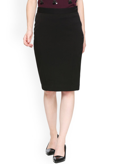 

Van Heusen Woman Grey Checked Pencil Skirt, Black
