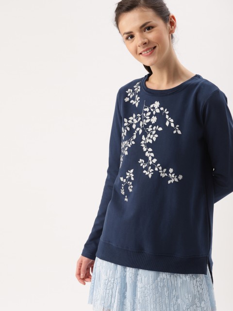

DressBerry Women Navy Blue Printed Sweatshirt