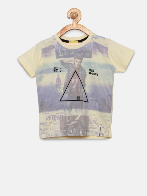 

RUFF Boys Yellow Printed Round Neck T-shirt