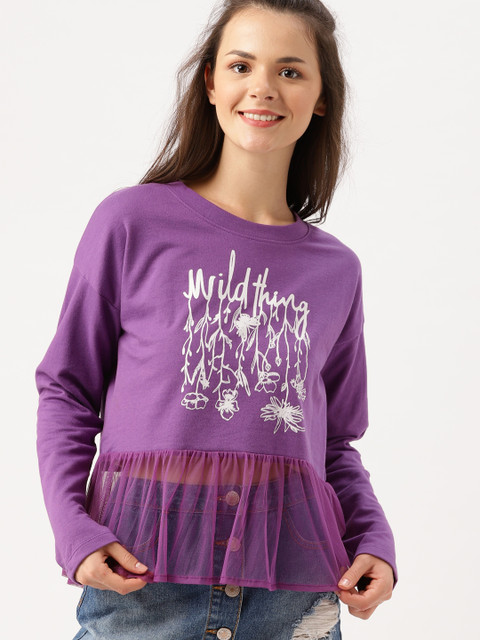 

DressBerry Women Purple Printed Top
