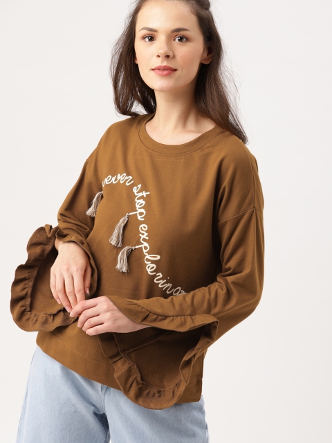 

DressBerry Women Brown Printed Sweatshirt