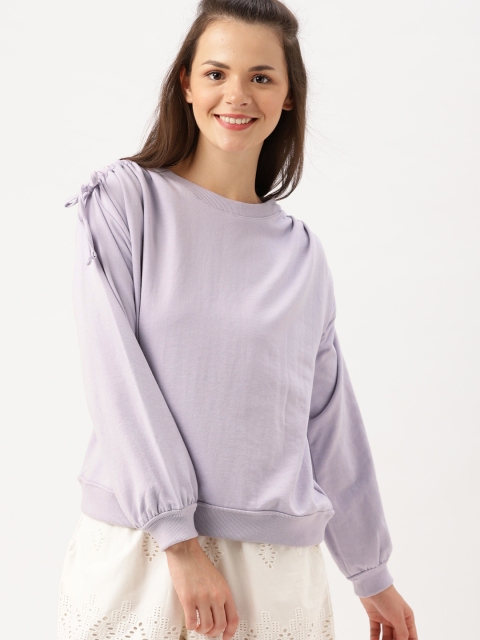 

DressBerry Women Lavender Solid Sweatshirt
