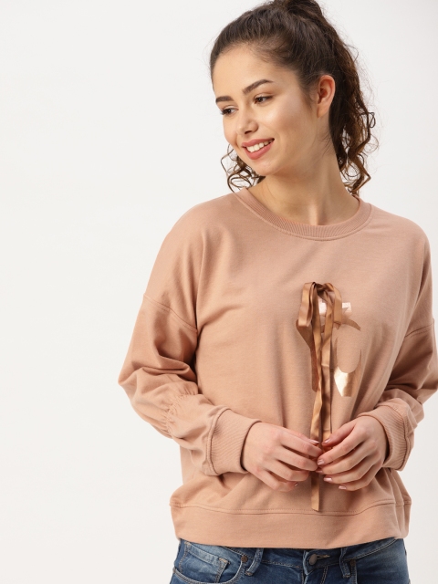 

DressBerry Women Peach-Coloured Printed Sweatshirt