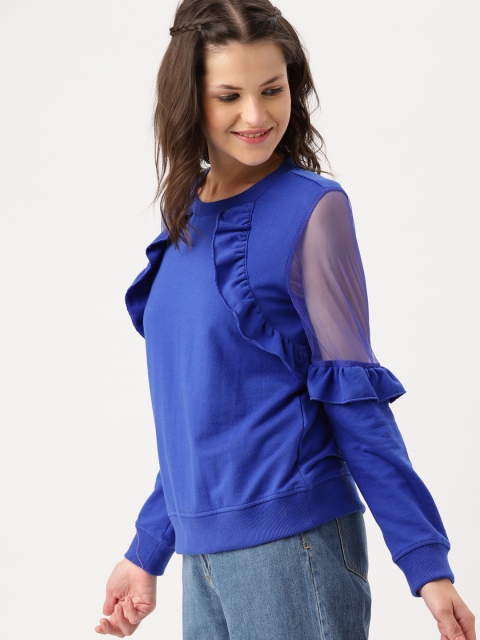

DressBerry Women Blue Solid Sweatshirt