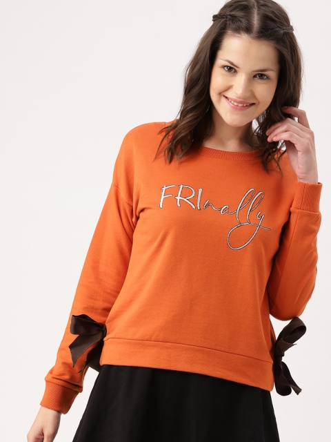 

DressBerry Women Orange Solid Sweatshirt
