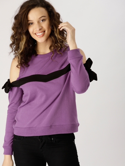 

DressBerry Women Purple Cold-Shoulder Sweatshirt