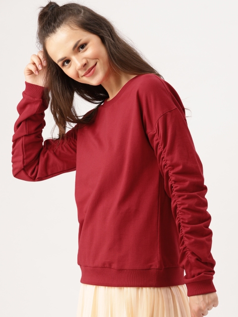 

DressBerry Women Red Solid Sweatshirt