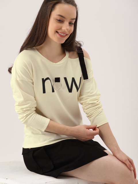 

DressBerry Women Cream-Coloured Printed Sweatshirt