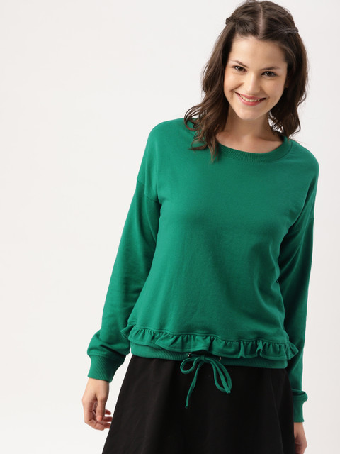 

DressBerry Women Green Solid Sweatshirt