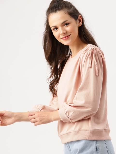 

DressBerry Women Peach-Coloured Solid Sweatshirt