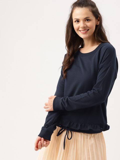 

DressBerry Women Navy Blue Solid Sweatshirt