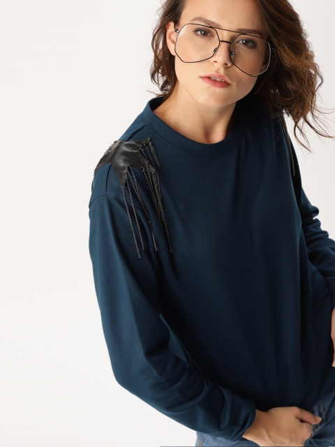

DressBerry Women Navy Blue Solid Sweatshirt