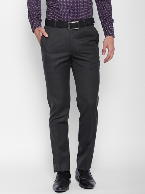 

Solemio Men Charcoal Slim Fit Solid Formal Trousers