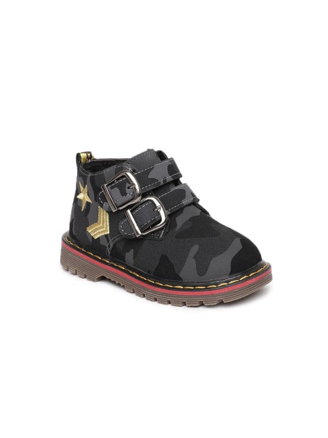 

Kittens Boys Grey Solid Textile Mid-Top Flat Boots