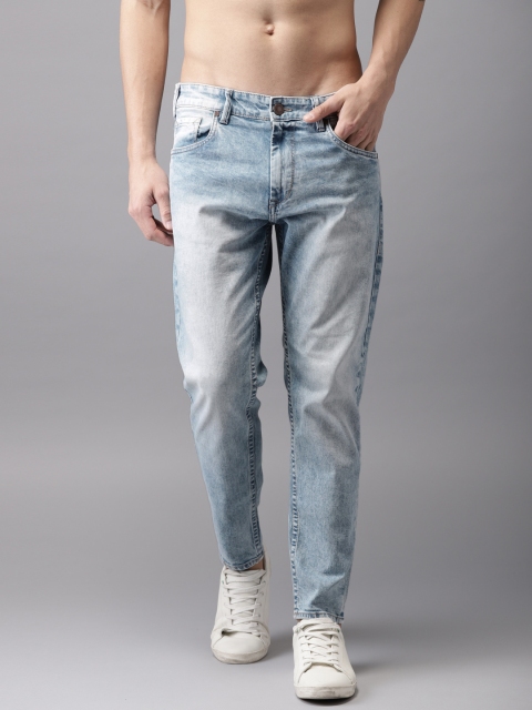 

HERE&NOW Men Blue Slim Fit Mid-Rise Clean Look Stretchable Cropped Jeans