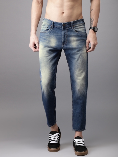 

HERE&NOW Men Blue Slim Fit Mid-Rise Cropped Clean Look Stretchable Jeans