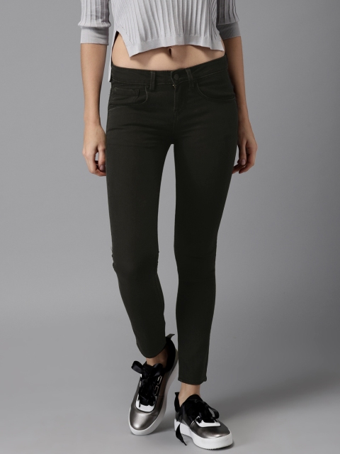 

HERE&NOW Women Black Skinny Fit Mid-Rise Cropped Clean Look Stretchable Jeans
