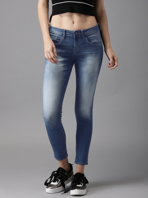 

HERE&NOW Women Blue Skinny Fit Mid-Rise Cropped Clean Look Stretchable Jeans