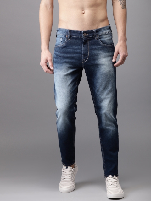 

HERE&NOW Men Blue Slim Fit Mid-Rise Cropped Clean Look Stretchable Jeans