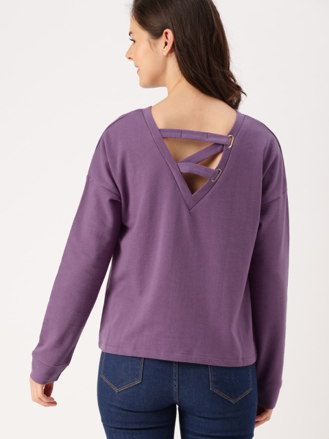 

DressBerry Women Purple Solid Sweatshirt