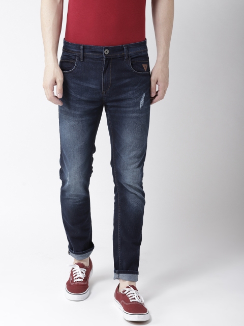 

Harvard Men Navy Blue Skinny Fit Mid-Rise Low Distress Stretchable Jeans
