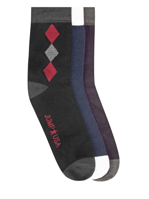 

JUMP USA Men Pack of 3 Patterned Above Ankle-Length Socks, Multi