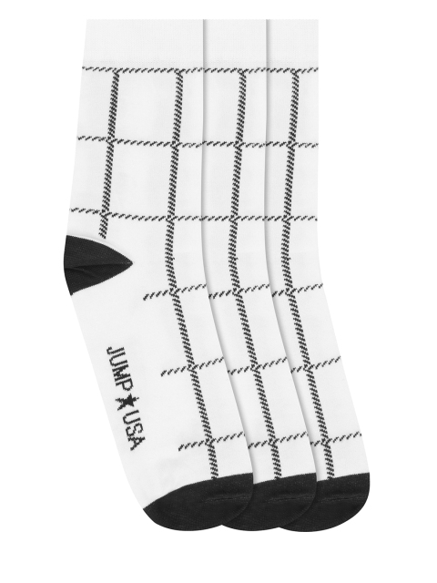 

JUMP USA Men Pack of 3 Patterned Above Ankle-Length Socks, White