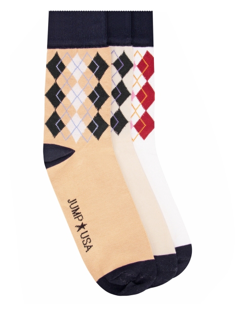 

JUMP USA Men Pack of 3 Patterned Above Ankle-Length Socks, Multi