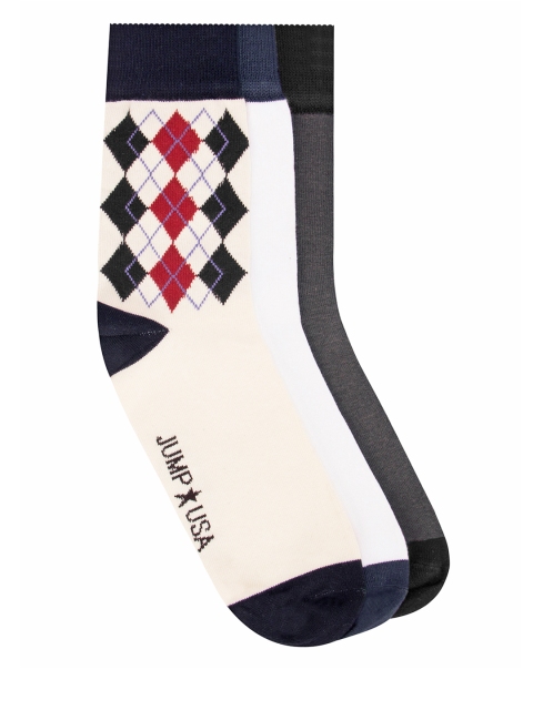 

JUMP USA Men Pack of 3 Patterned Above Ankle-Length Socks, Multi