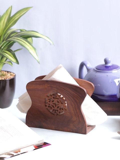 

VarEesha Brown Solid Wooden Tissue Holder