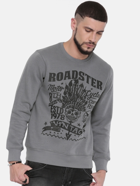 

Roadster Men Grey Printed Sweatshirt