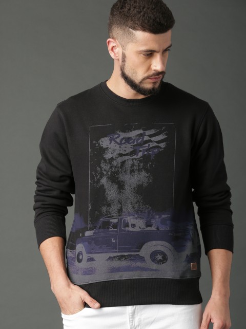 

Roadster Men Navy Blue Printed Sweatshirt