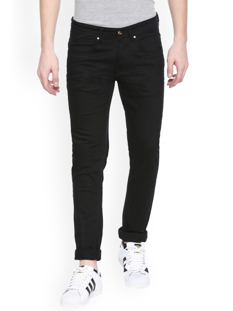 

People Men Black Regular Fit Mid-Rise Clean Look Stretchable Jeans
