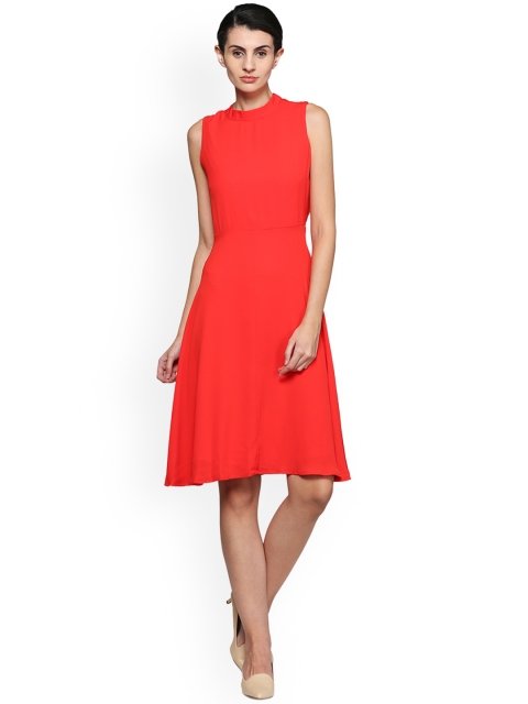 

Van Heusen Woman Red Solid Fit and Flare Dress