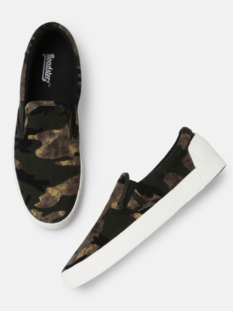 

Roadster Men Olive Green Slip-On Sneakers